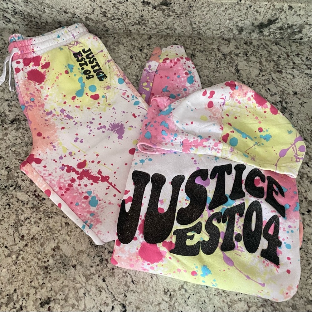 Justice Kids Colorful Splatter Joggers